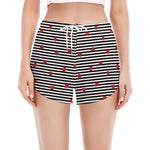 Ladybug Striped Pattern Print Women's Split Running Shorts