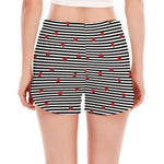 Ladybug Striped Pattern Print Women's Split Running Shorts