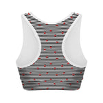 Ladybug Striped Pattern Print Women's Sports Bra