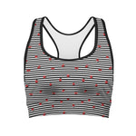 Ladybug Striped Pattern Print Women's Sports Bra