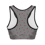 Ladybug Striped Pattern Print Women's Sports Bra