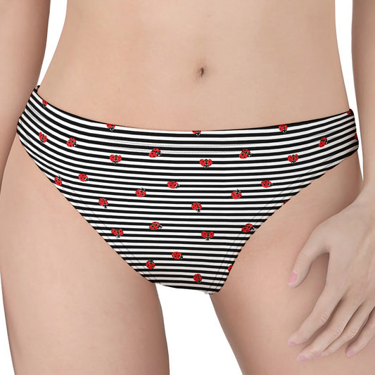Ladybug Striped Pattern Print Women's Thong