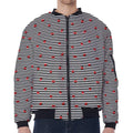 Ladybug Striped Pattern Print Zip Sleeve Bomber Jacket