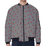 Ladybug Striped Pattern Print Zip Sleeve Bomber Jacket