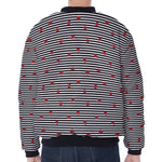 Ladybug Striped Pattern Print Zip Sleeve Bomber Jacket
