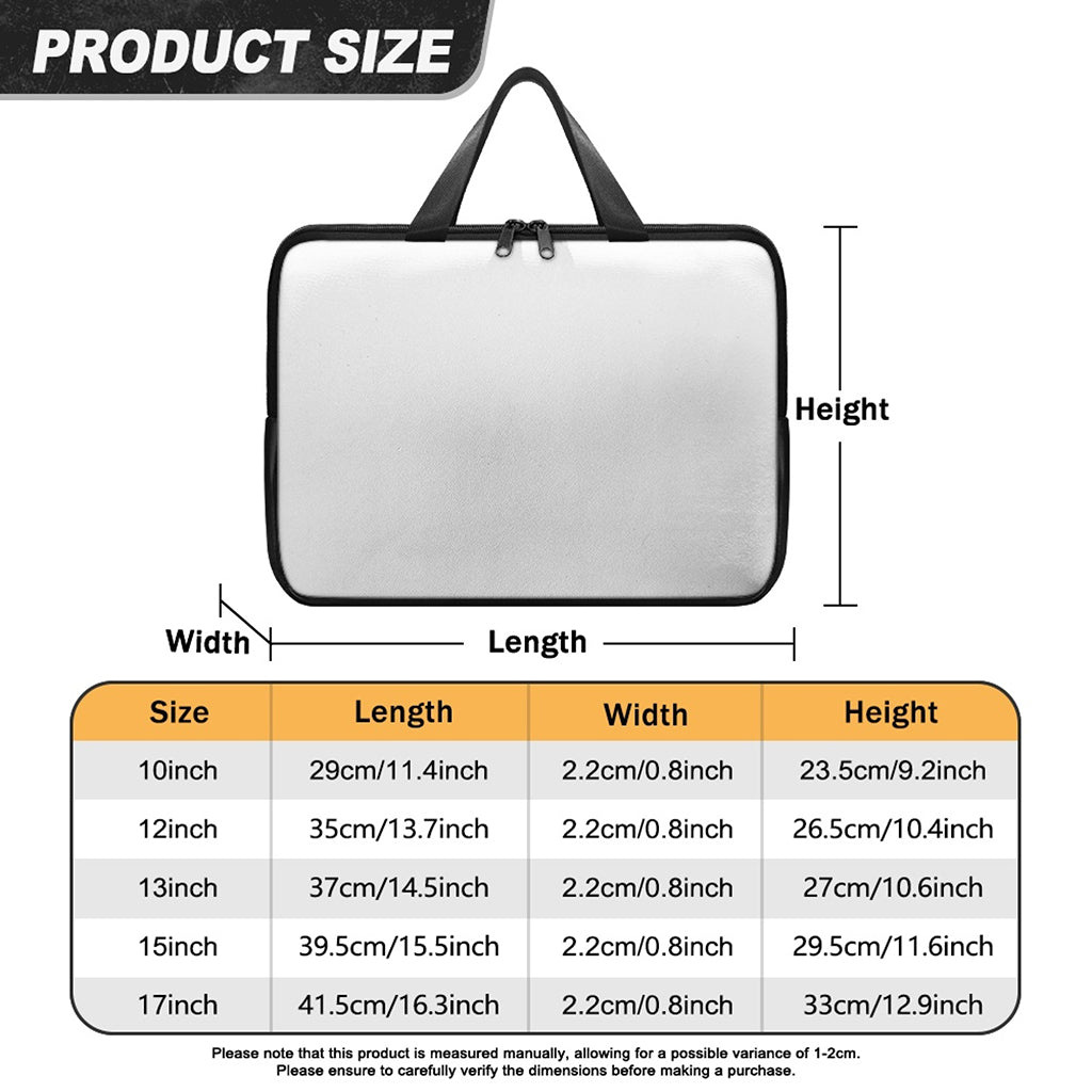 Black And White Pentagram Symbol Print Laptop Sleeve With Handle