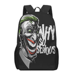 Laughing Joker Why So Serious Print 17 Inch Backpack