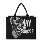 Laughing Joker Why So Serious Print Canvas Tote Bag