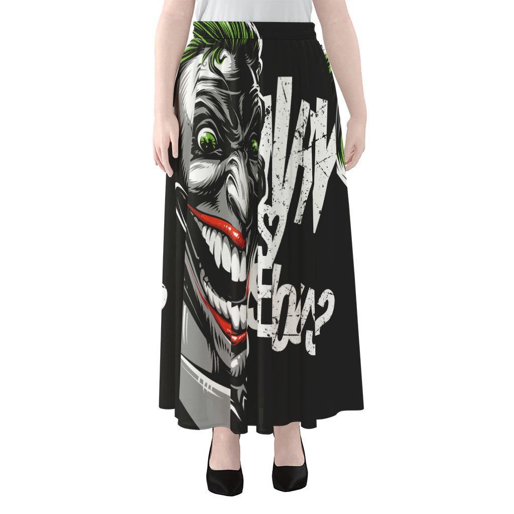 Laughing Joker Why So Serious Print Chiffon Maxi Skirt