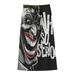 Laughing Joker Why So Serious Print Cotton Front Slit Maxi Skirt
