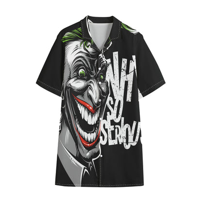 Laughing Joker Why So Serious Print Cotton Hawaiian Shirt