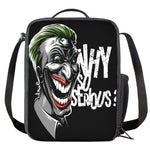 Laughing Joker Why So Serious Print Crossbody Lunch Bag