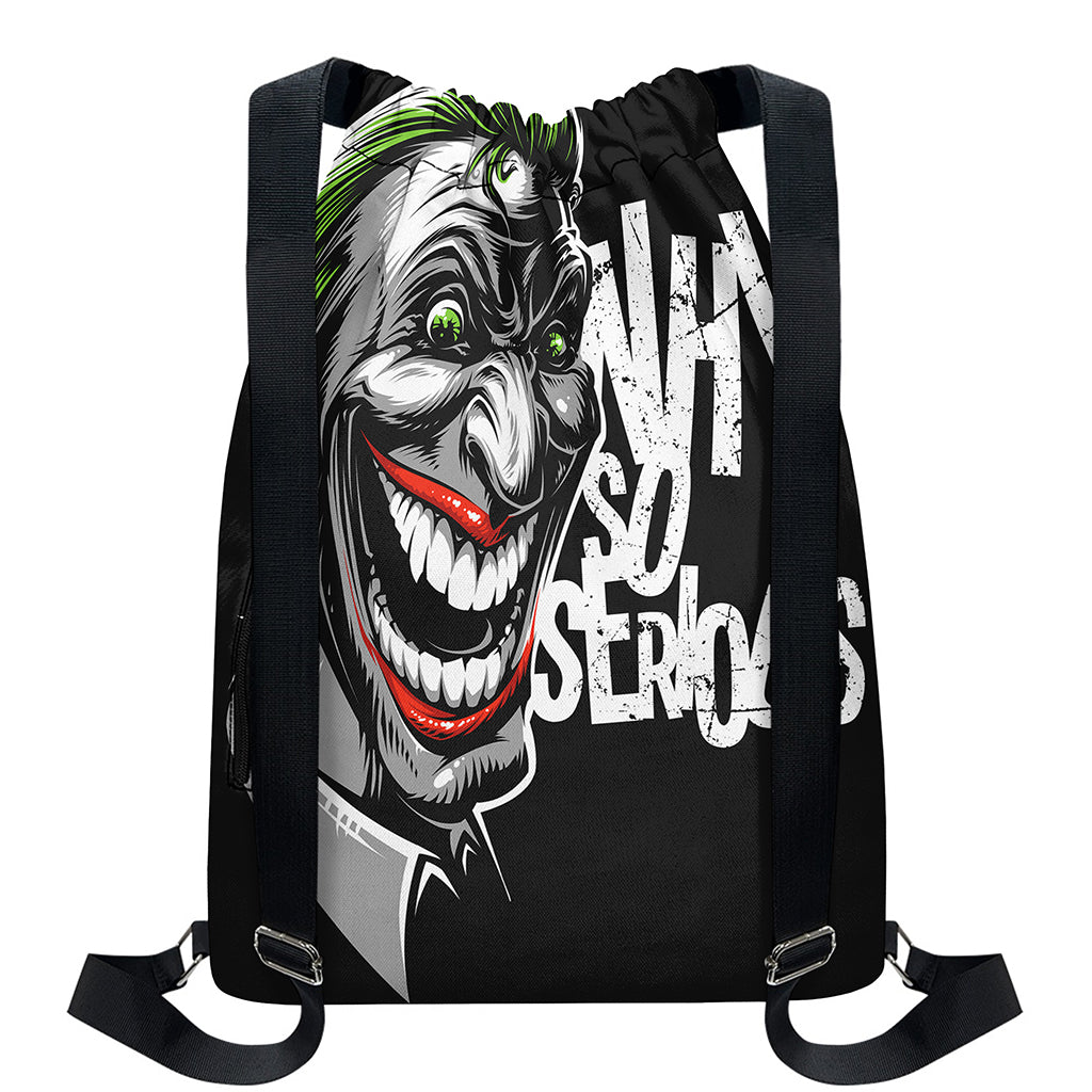 Laughing Joker Why So Serious Print Drawstring Backpack