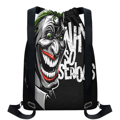 Laughing Joker Why So Serious Print Drawstring Backpack