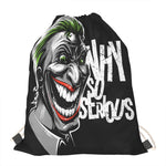 Laughing Joker Why So Serious Print Drawstring Bag