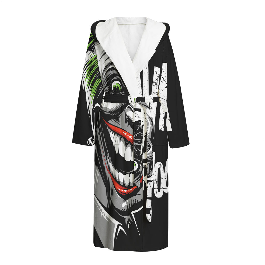 Laughing Joker Why So Serious Print Hooded Bathrobe