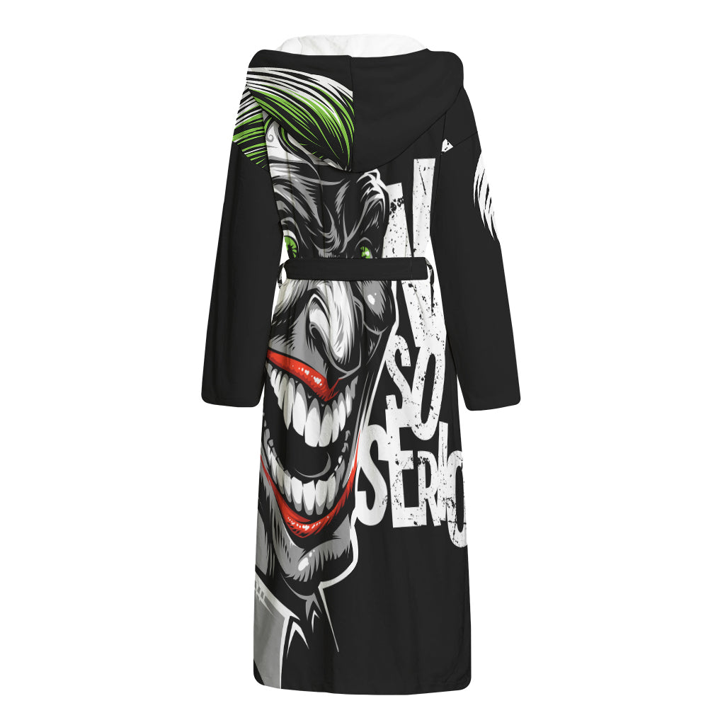Laughing Joker Why So Serious Print Hooded Bathrobe