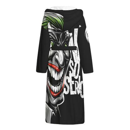 Laughing Joker Why So Serious Print Hooded Bathrobe