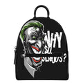 Laughing Joker Why So Serious Print Leather Backpack