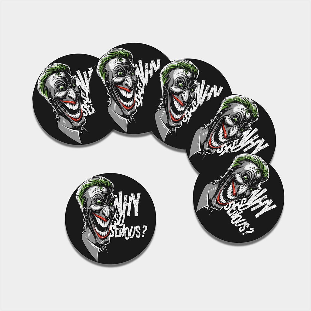 Laughing Joker Why So Serious Print Leather Coaster Set
