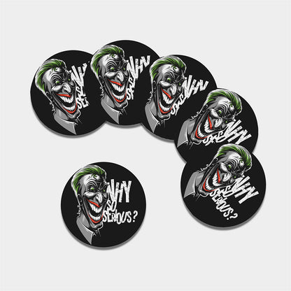 Laughing Joker Why So Serious Print Leather Coaster Set