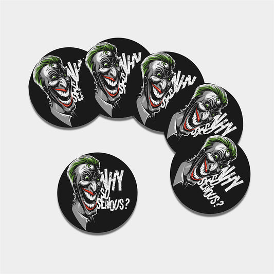Laughing Joker Why So Serious Print Leather Coaster Set