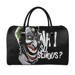 Laughing Joker Why So Serious Print Leather Duffle Bag