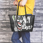 Laughing Joker Why So Serious Print Leather Tote Bag