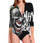 Laughing Joker Why So Serious Print Long Sleeve Swimsuit