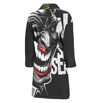 Laughing Joker Why So Serious Print Men's Bathrobe