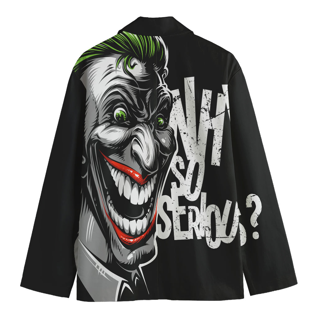 Laughing Joker Why So Serious Print Men's Cotton Blazer