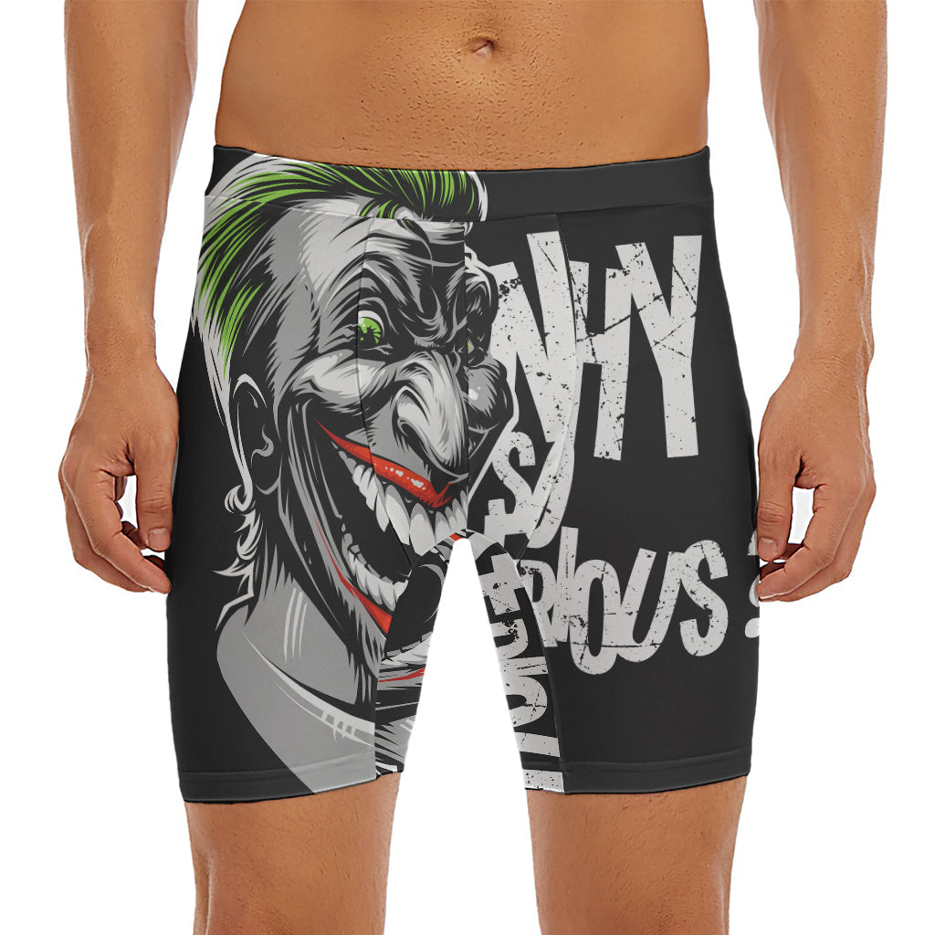Laughing Joker Why So Serious Print Men's Long Boxer Briefs