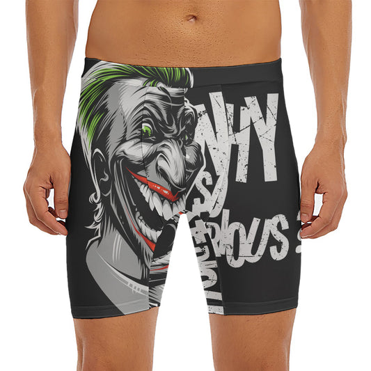Laughing Joker Why So Serious Print Men's Long Boxer Briefs
