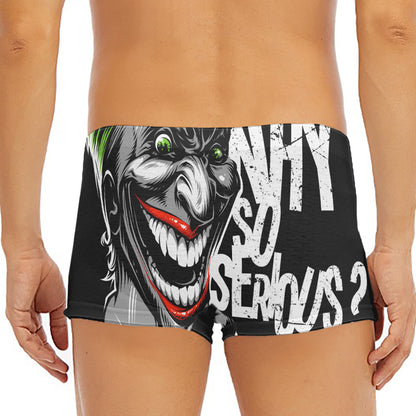 Laughing Joker Why So Serious Print Men's Short Boxer Briefs