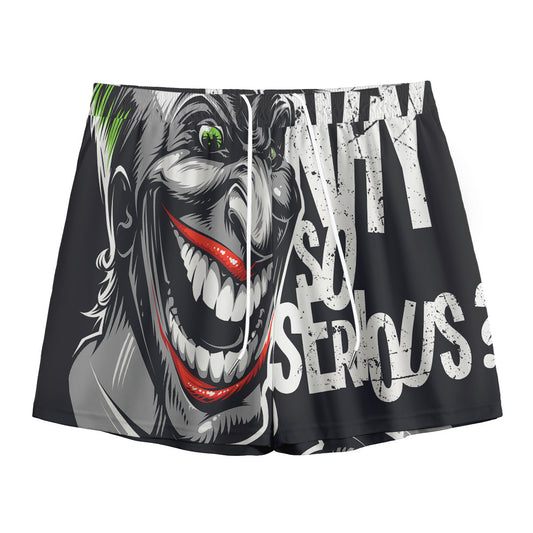 Laughing Joker Why So Serious Print Mesh Shorts