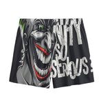 Laughing Joker Why So Serious Print Mesh Shorts