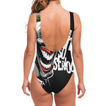 Laughing Joker Why So Serious Print One Piece Swimsuit