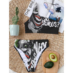 Laughing Joker Why So Serious Print One Shoulder Bikini Top