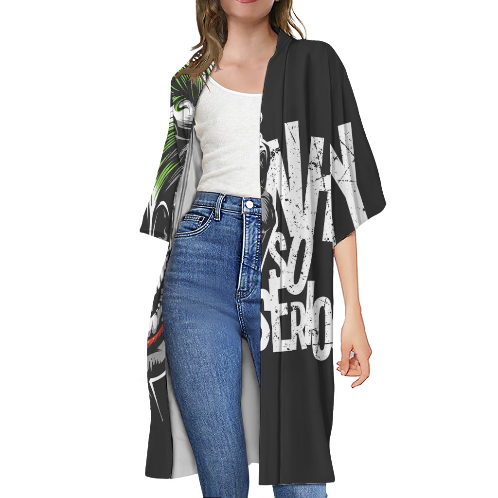 Laughing Joker Why So Serious Print Open Front Beach Cover Up