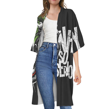 Laughing Joker Why So Serious Print Open Front Beach Cover Up