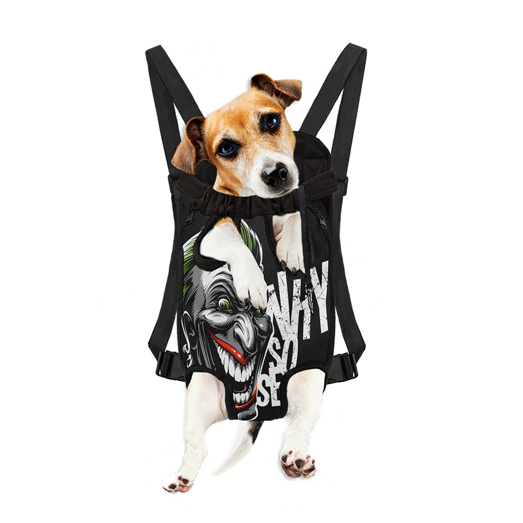 Laughing Joker Why So Serious Print Pet Carrier Backpack