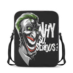 Laughing Joker Why So Serious Print Rectangular Crossbody Bag