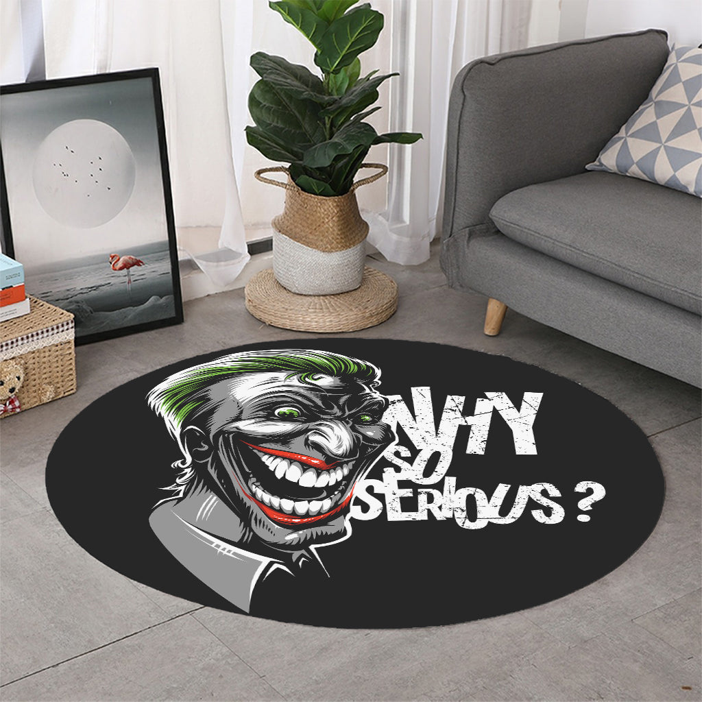 Laughing Joker Why So Serious Print Round Rug