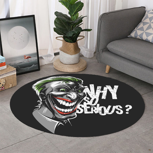 Laughing Joker Why So Serious Print Round Rug