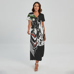 Laughing Joker Why So Serious Print Short Sleeve Maxi Dress