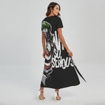 Laughing Joker Why So Serious Print Short Sleeve Maxi Dress