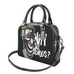 Laughing Joker Why So Serious Print Shoulder Handbag