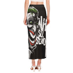 Laughing Joker Why So Serious Print Side Slit Maxi Skirt