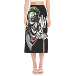 Laughing Joker Why So Serious Print Side Slit Midi Skirt