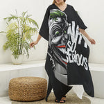 Laughing Joker Why So Serious Print Silk V-Neck Kaftan Dress